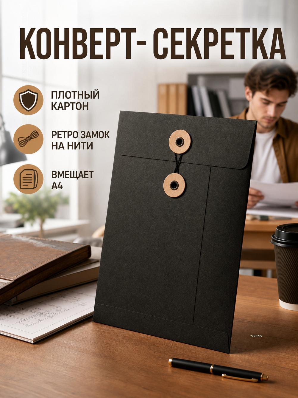 Винтажные файловые конверты из крафт-бумаги с завязкой на бечевке