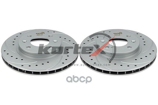 Диск торм. HYUNDAI SOLARIS/KIA RIO III 11- перед. вент. (d=256mm)(Geomet/перфорация+насечки)(к-т 2шт) KD-SET506 KORTEX арт. KD.