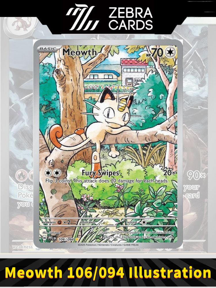 Покемон Любимая открытка POKEMON PTCG Phantasmal Flames-Meowth 106/094 Illustration Rare(Английский)