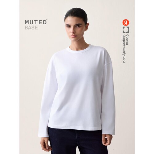 фото Лонгслив muted base из хлопкового джерси oversize, размер 2xl-3xl, , белый