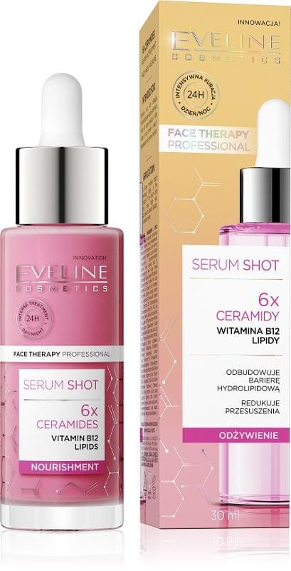 Сыворотка для ухода за кожей Eveline Cosmetics Face Therapy Professional serum shot восстанавливающая гидролипидный барьер 6x керамиды, 30 мл