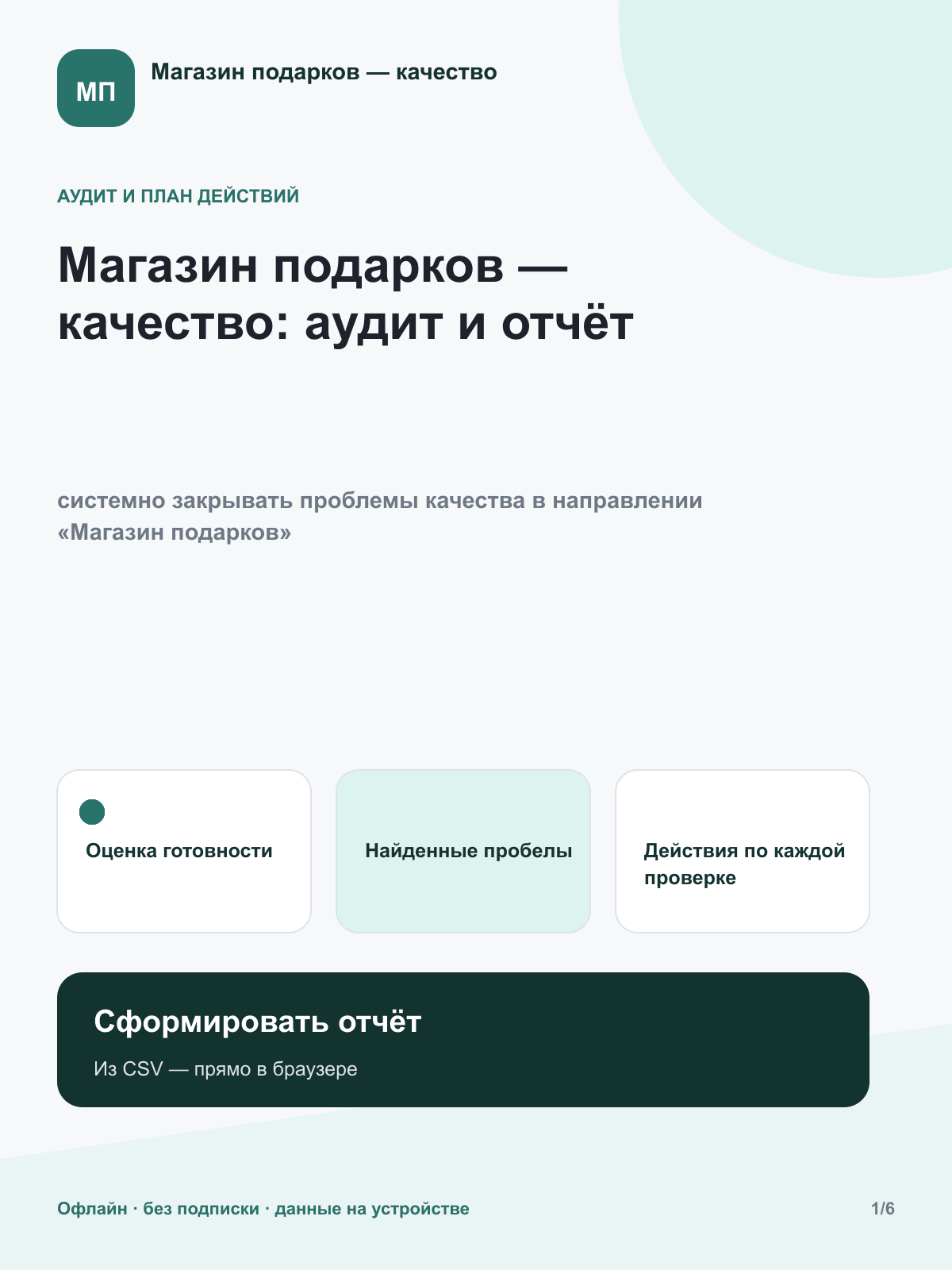 Магазин подарков — качество: аудит и отчёт