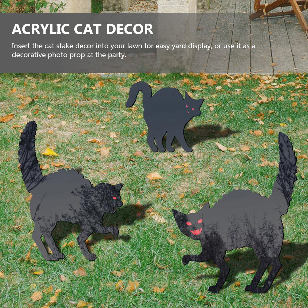 3 Штуки Статуэтки Черной Кошки Для Сада Halloween Декор 25X15 7Cm