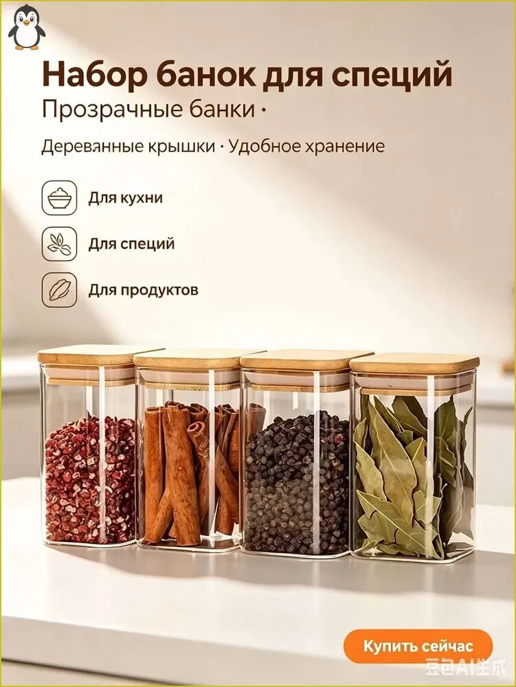 Банка для сыпучих продуктов 0,13 мл 1 шт стекло