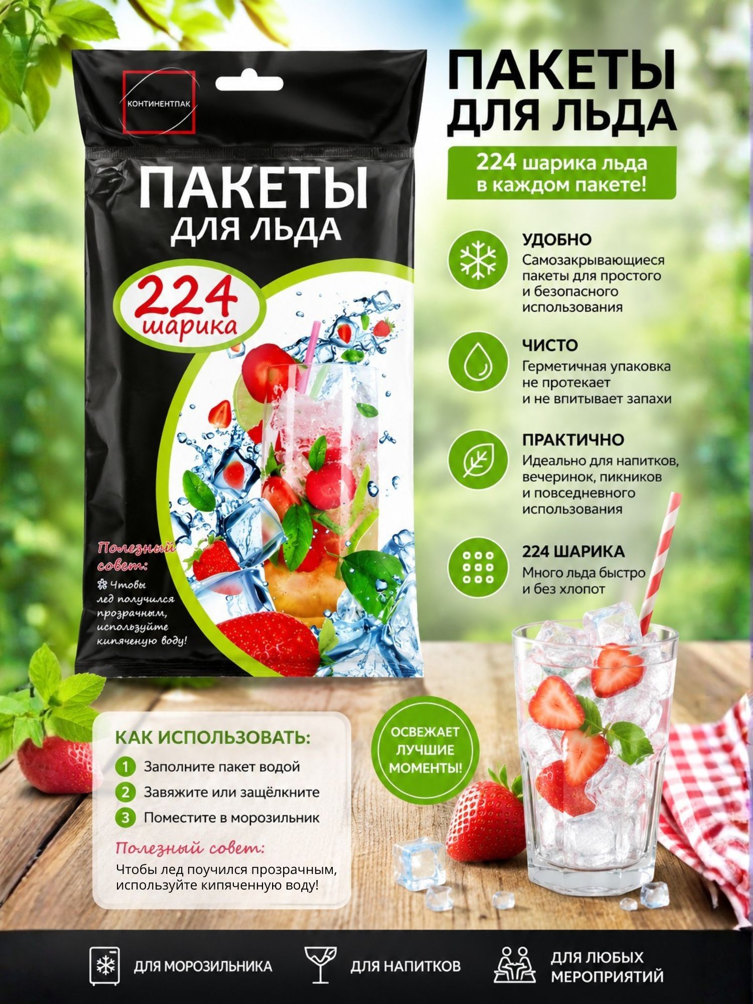 Пакеты для льда, 224 шарика
