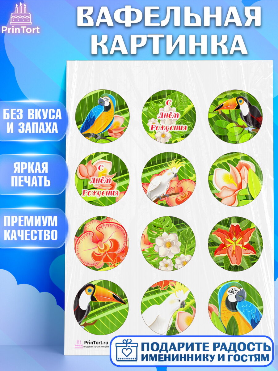 Вафельная картинка для торта Путешествия. Украшения для торта на День Рождения. Декор для выпечки PrinTort