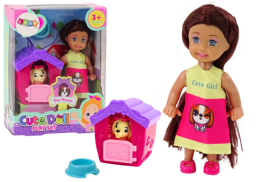 Сюжетно-ролевая игрушка Lean Toys Cute Doll, мини-куколка с собачкой, разноцветный