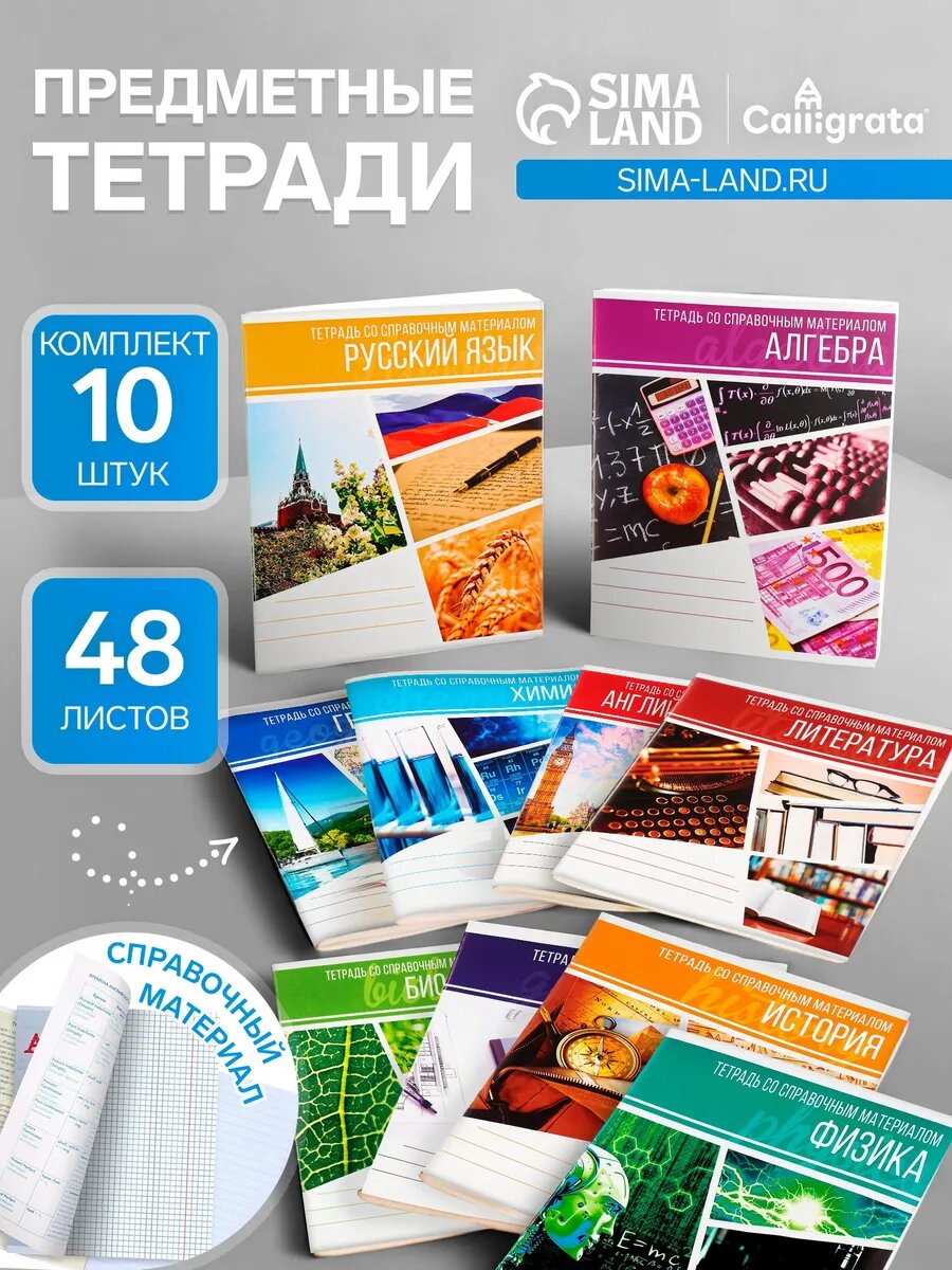 Набор тетрадей разные предметы 48л 10 предметов