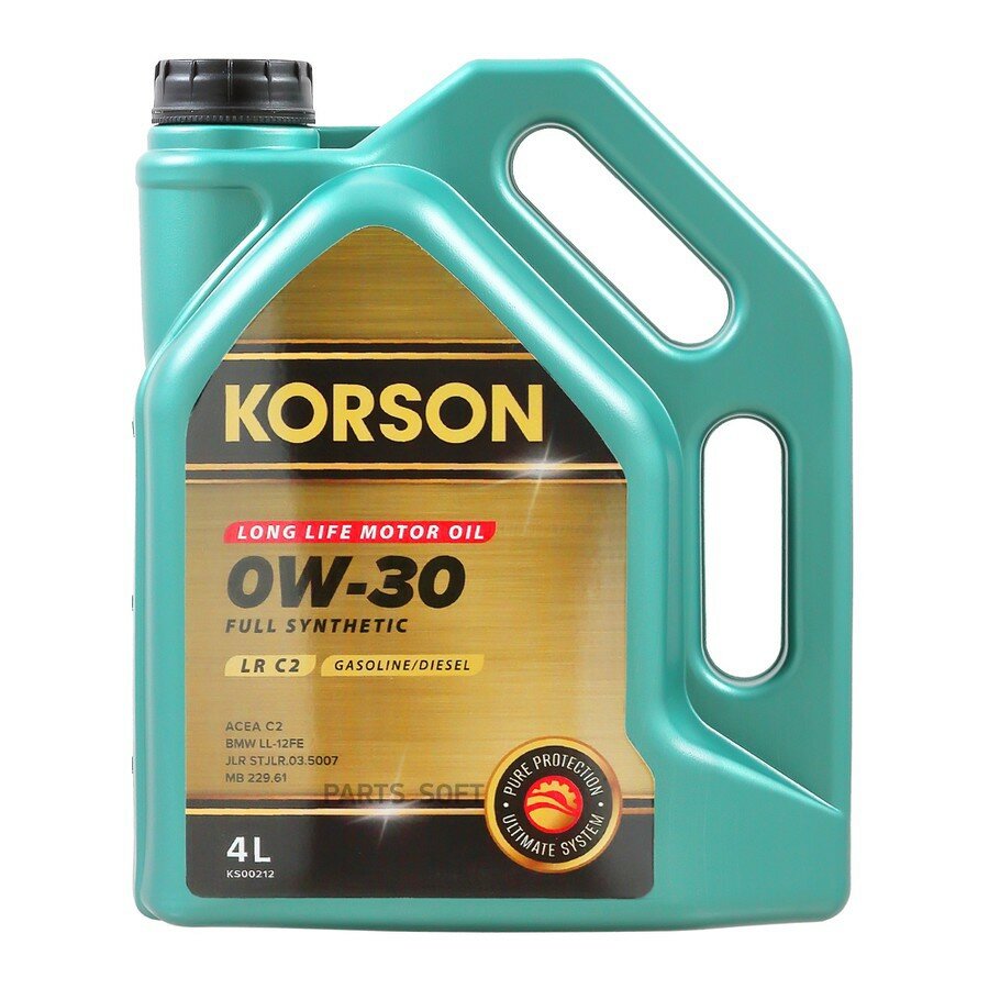 FULL SYNTHETIC 0W-30 LR C2 4Л от официального дистрибьютора, KORSON, артикул KS00212