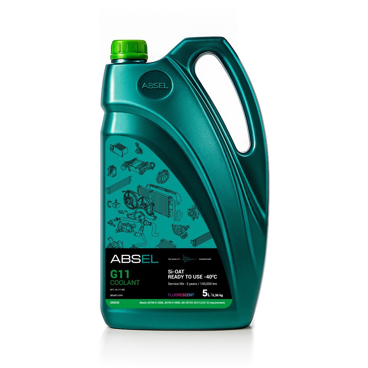 Антифриз ABSEL G11 GREEN COOLANT Si-OAT -40 5л