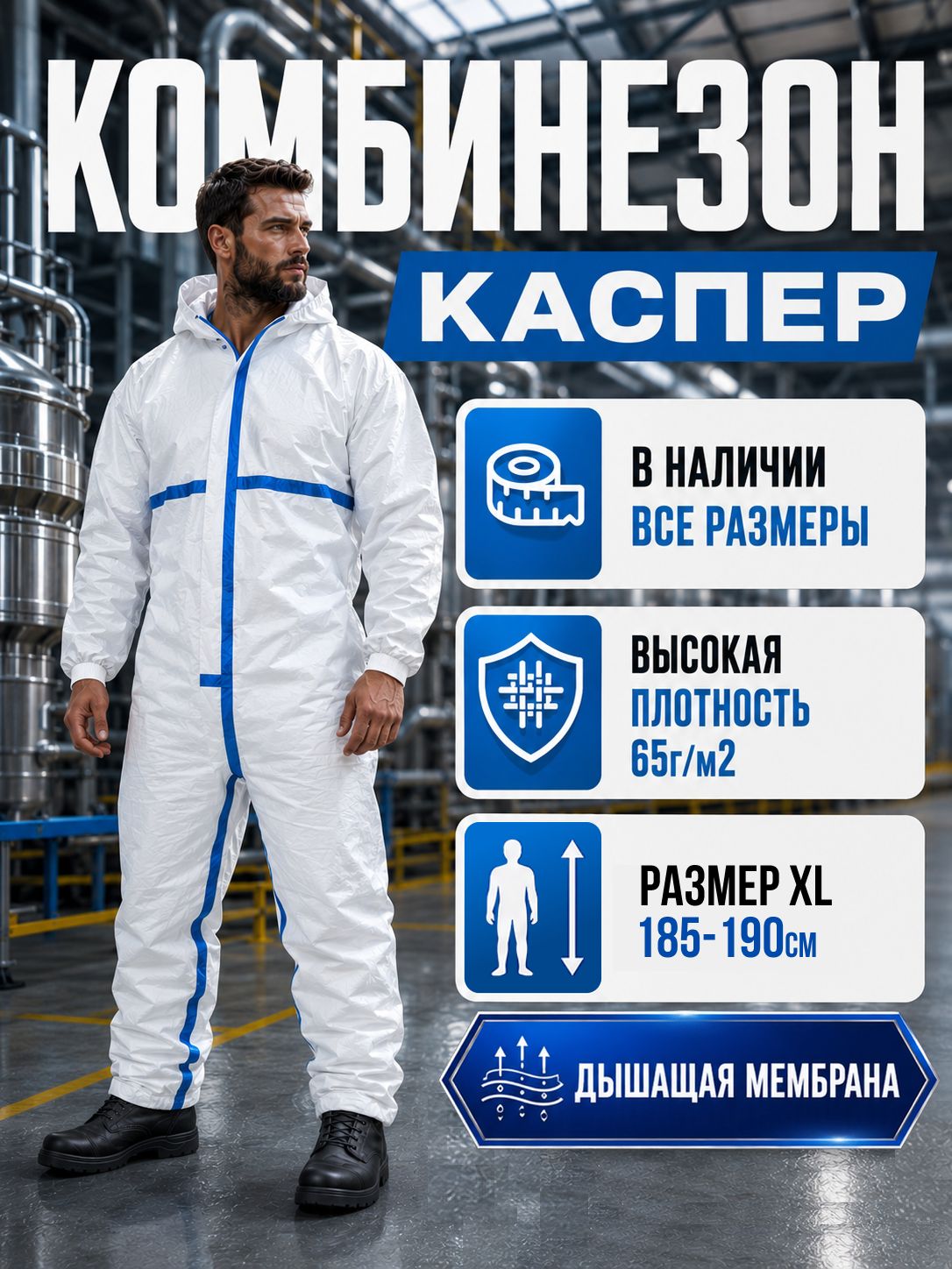 Комбинезон защитный одноразовый Каспер костюм XL