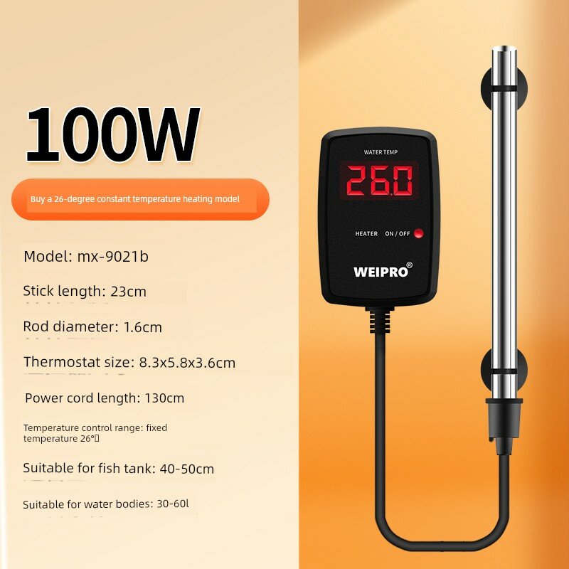 MX-9021B 100 Вт Нагреватель для Аквариума 40-50 см, Фиксированная Температура 26°C