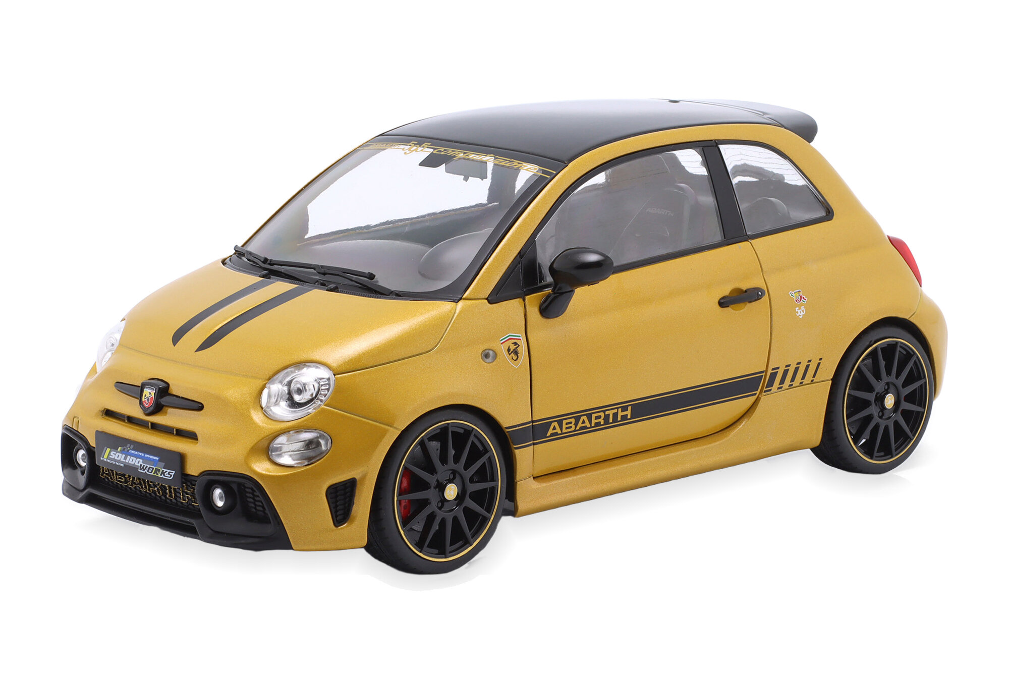 Модель коллекционная SOLIDO Fiat F595 abarth 2024 matt-yellow metallic black