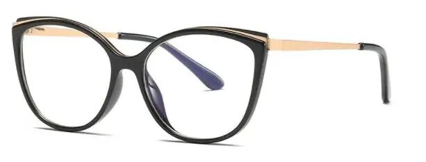 Женские очки Glocco кошачий глаз прозрачные антибликовые -1.0 до -1.5 black clear, No Diopter 0
