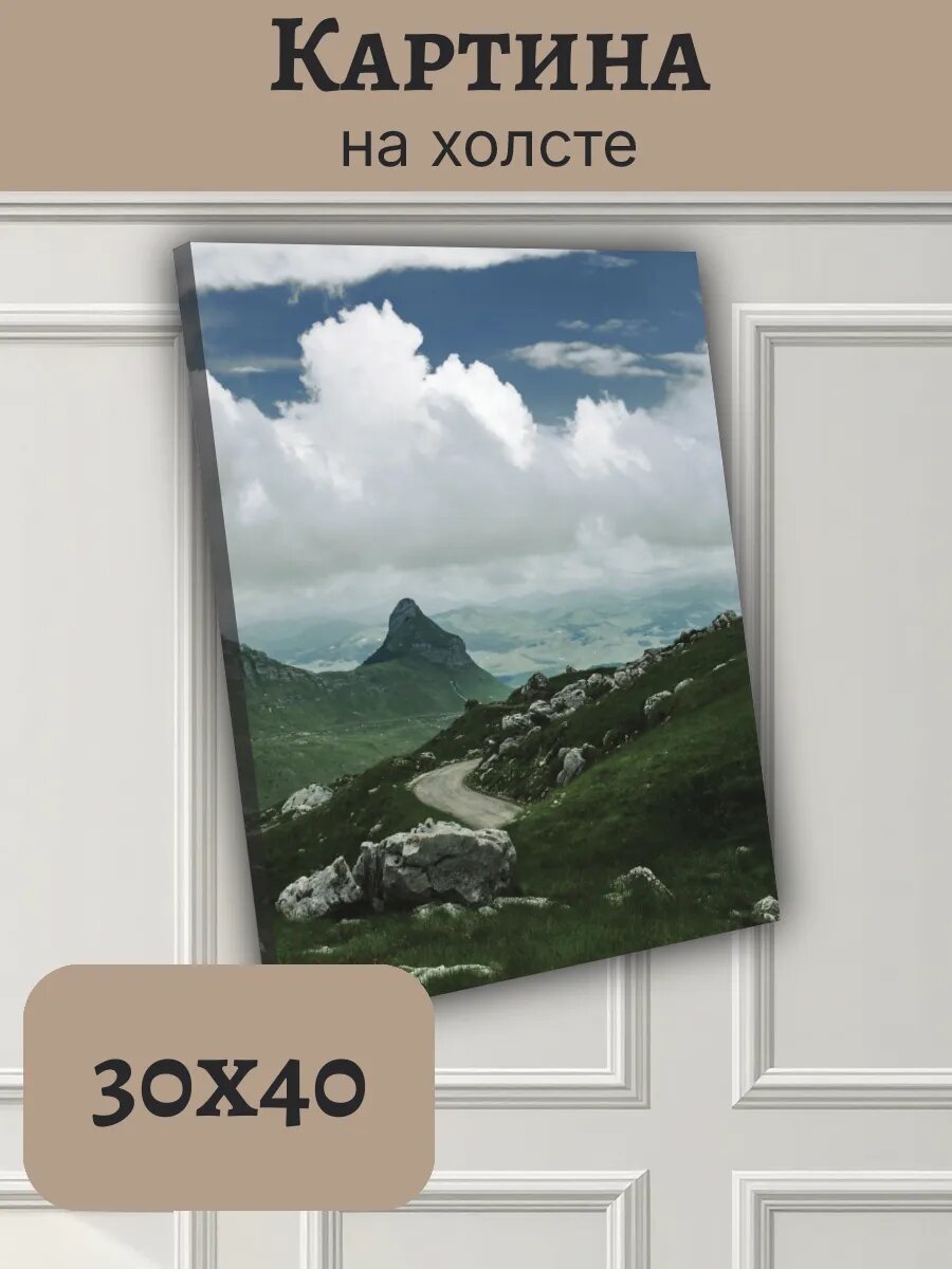 Картина Черногория Montenegro 30x40 с горой Ловчен и дорогой