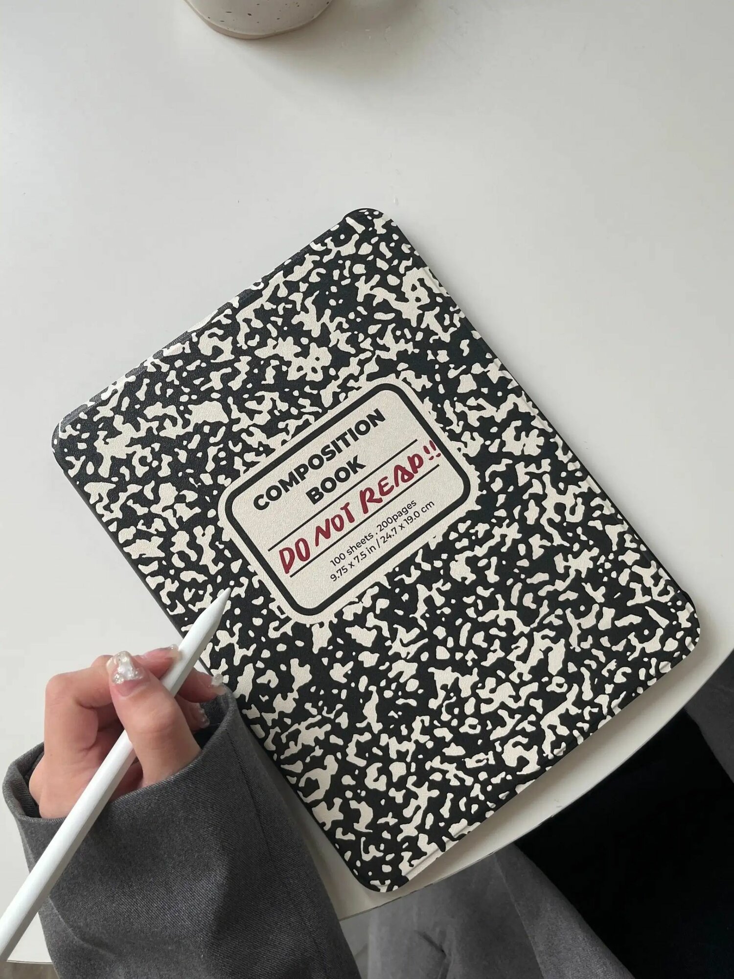 Чехол для iPad mini 6 / mini 7 (8.3"), поворотная Y-подставка, дизайн Черно-белый блокнот