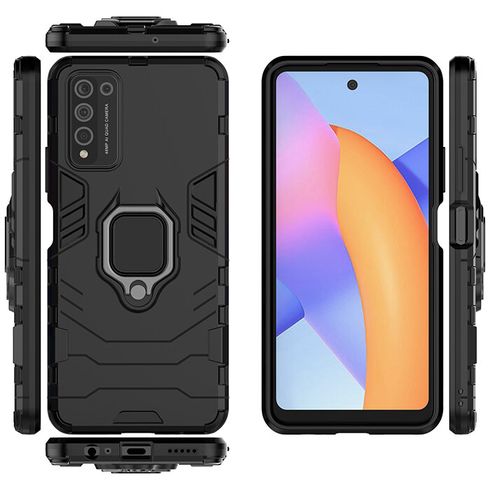Противоударный чехол с кольцом Panther Case для Huawei Honor 10X Lite черный
