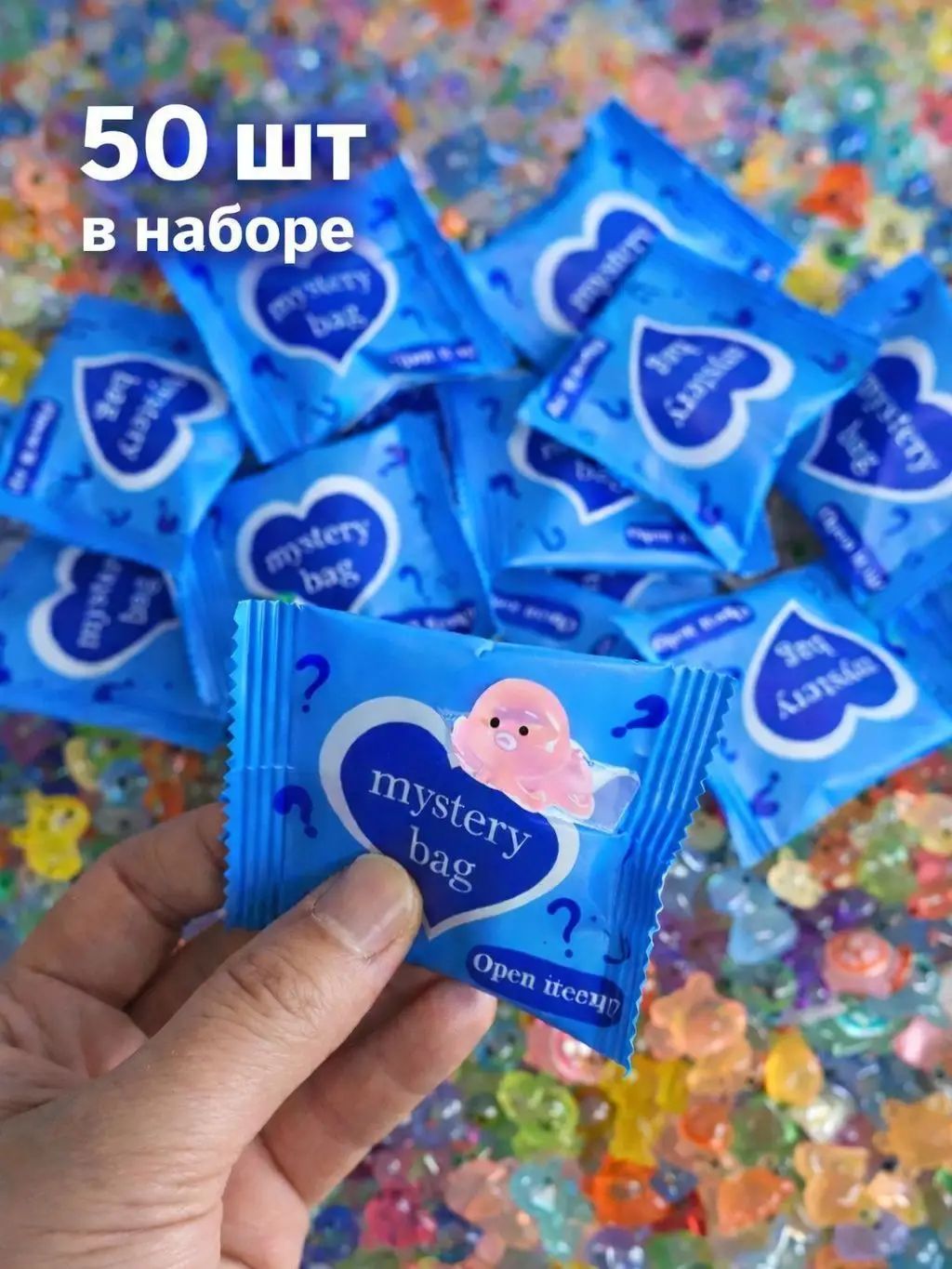 Мини фигурки животных 50 шт Mystery Bag, светящиеся игрушки, набор мини фигурок утки, морские и фермерские для аквариума, декора и игр