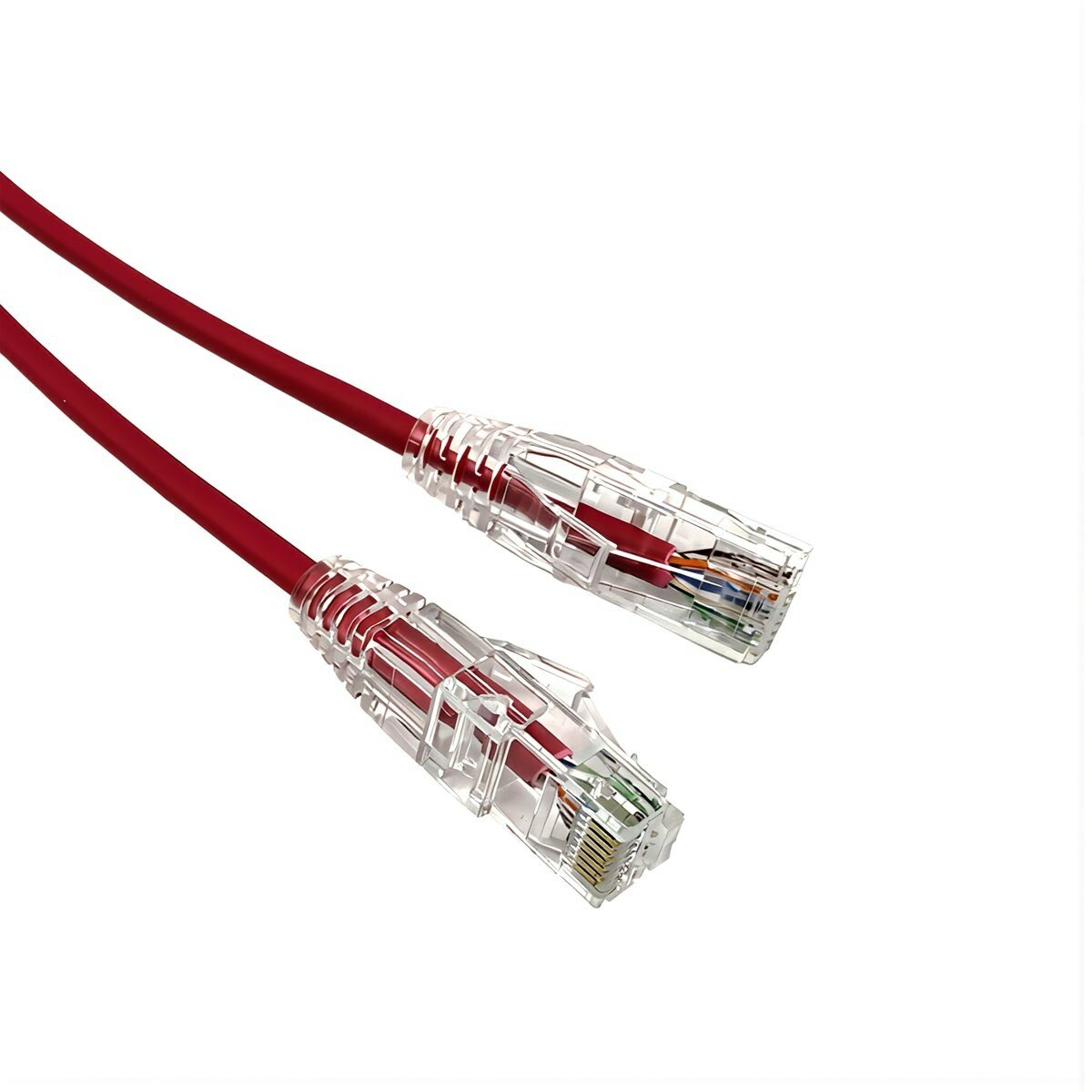 Кабель локальной сети Cat6A тонкий 1 метр красный LSZH низкое дымовыделение стабильная передача до 10 Гбит