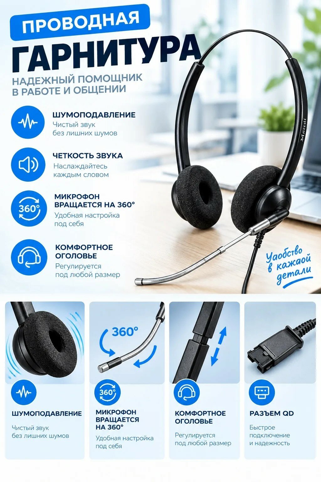 Проводная гарнитура MAIRDI MRD-509DS