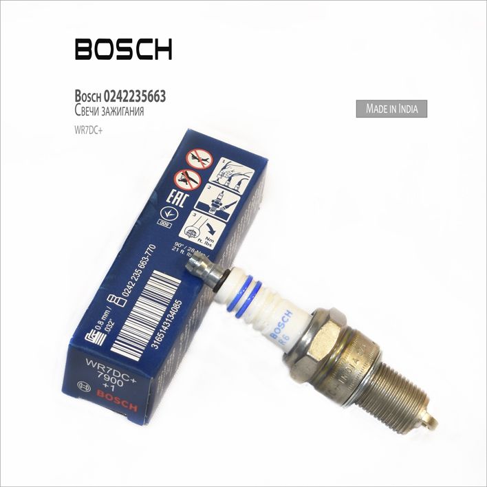 Свеча зажигания Bosch 0242235663 (Wr7dc+) Ford, Opel, Chevrolet, Mitsubishi, Toyota, Volkswagen