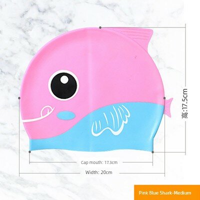 Детская купальниковая шапочка малого размера с китом, возраст 4-9 лет, светло-голубой, силиконовая водонепроницаемая