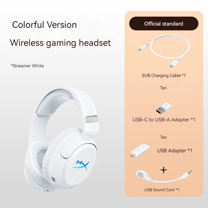 HyperX CIoud Flight 2 RGB Light Беспроводные игровые наушники Трехрежимная легкая музыкальная гарнитура Наушники для ноутбука Подарочный ПК