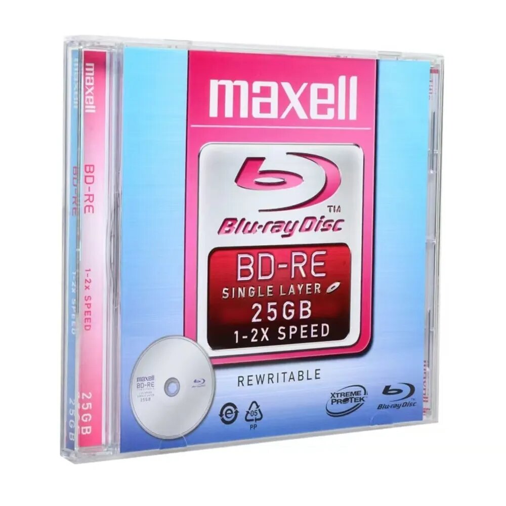 Maxell Диск для записи BD-Re, 25 ГБ, 1 шт