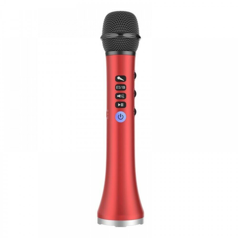 Караоке микрофон L-698 15W, беспроводной, Bluetooth, микрофон-колонка, для вокала, караоке, презентаций, красный