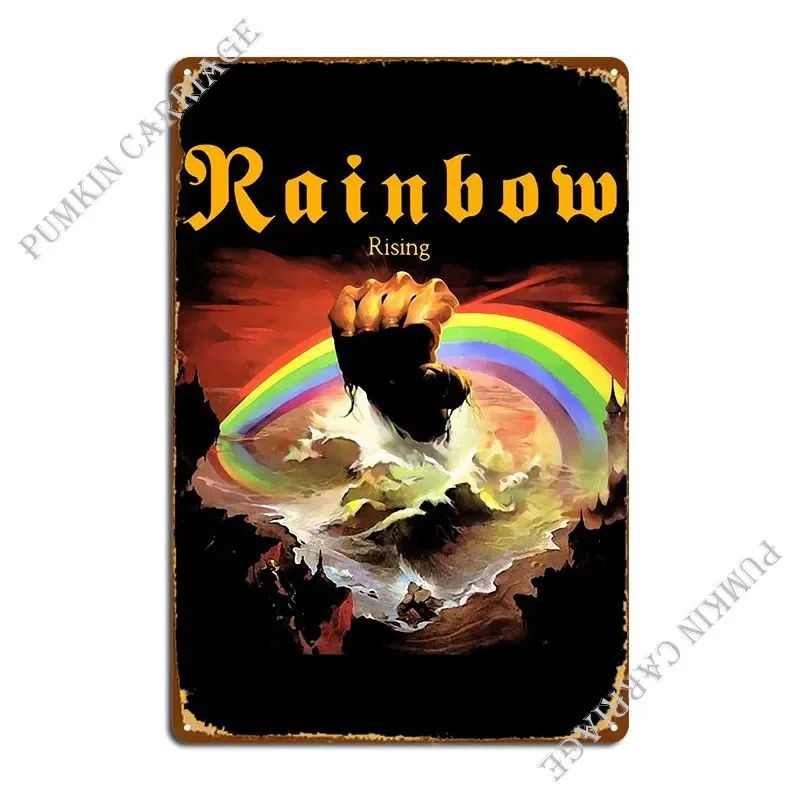 Постер группы Rainbow Rising, металлическая табличка, декор для паба и вечеринок, настенный декор, жестяная вывеска, постер.