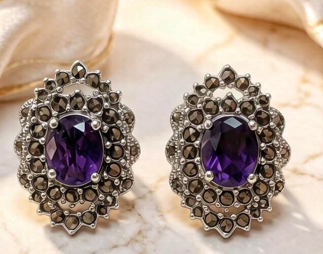 Серьги Эстерелла, серебро, 925 проба, родирование, фианит, пирит
