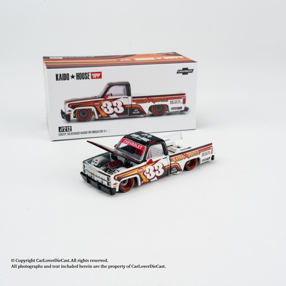 Kaido House + MINIGT 1:64 Chevrolet Silverado Kaido Intimidator V1 KHMG212-CH отлитая под давлением модель гоночного автомобиля Игрушки