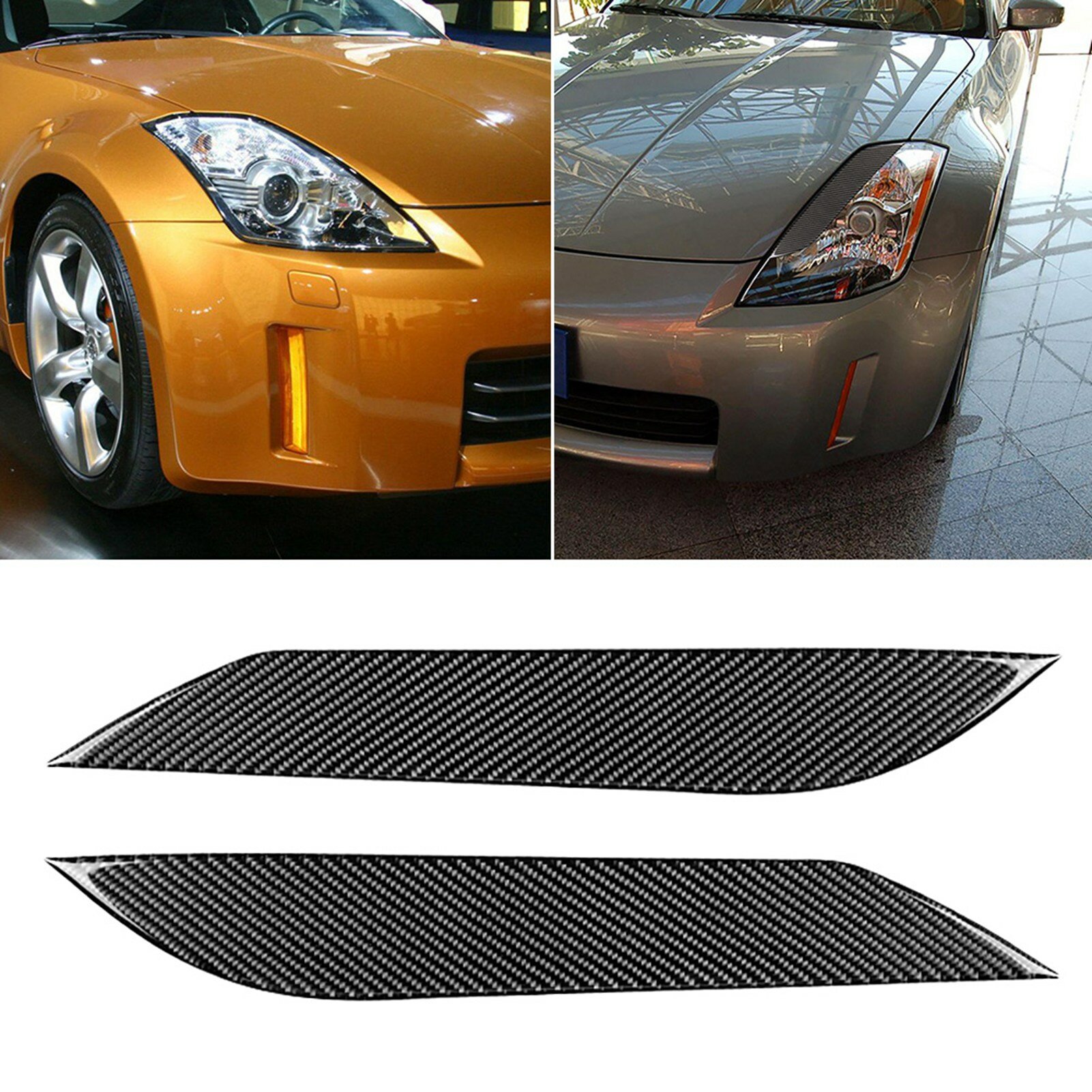Обводка для фар в стиле Nissan 350Z 2003-2009, из углеродного волокна, простой монтаж, для внешнего оформления