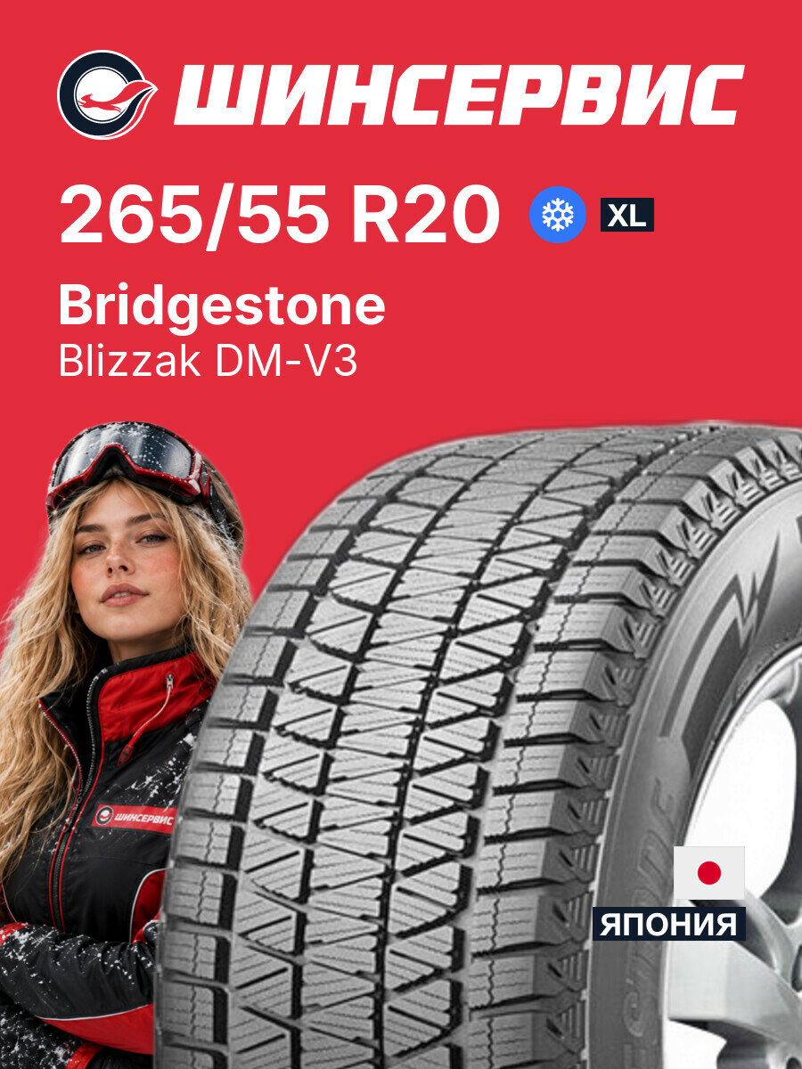 Зимняя нешипованная шина Bridgestone Blizzak DM-V3 265/55 R20 113 T, зимняя автомобильная резина