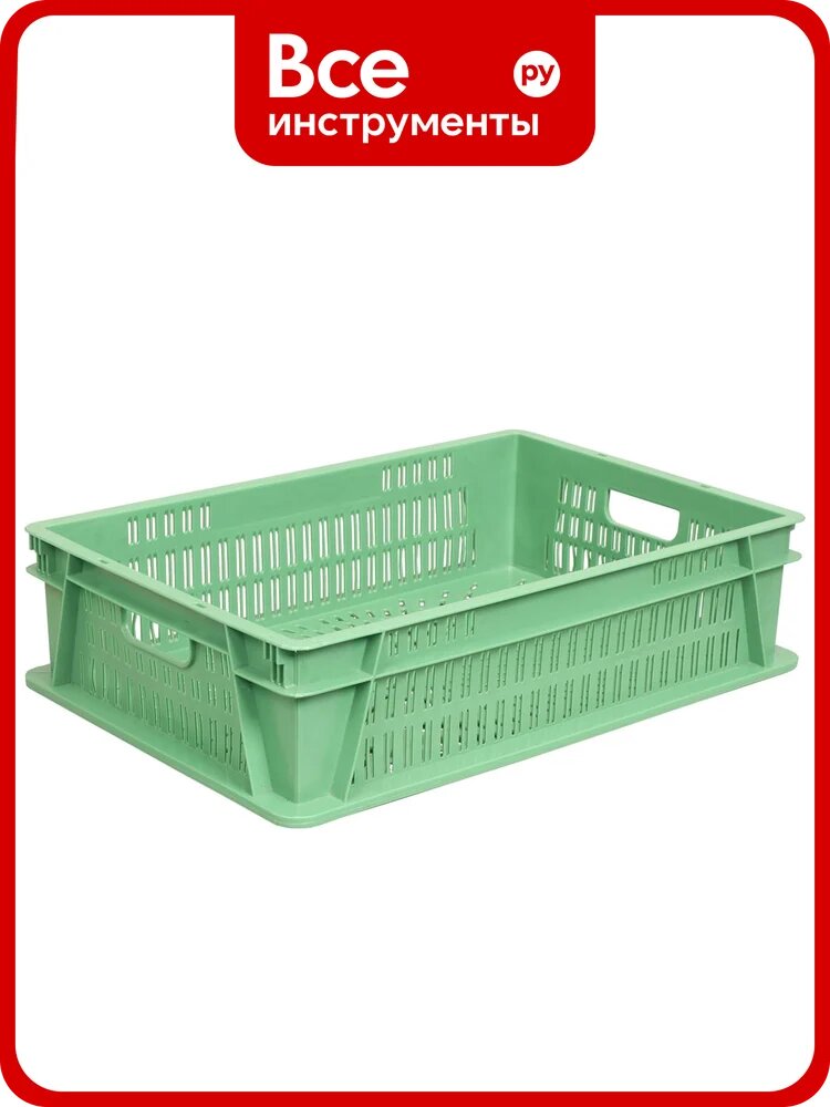 Ящик п/э 600х400х150 с перфорацией цв. зелёный Тара. ру 01926