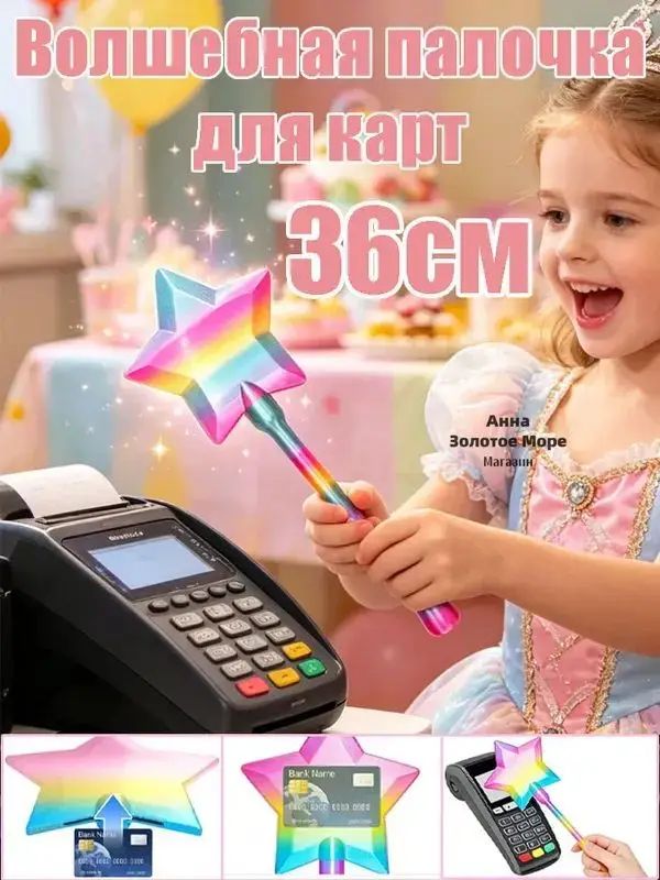 Волшебная палочка для карт: бесконтактный держатель с 3D-звёздным эффектом, стильный аксессуар для ежедневного использов