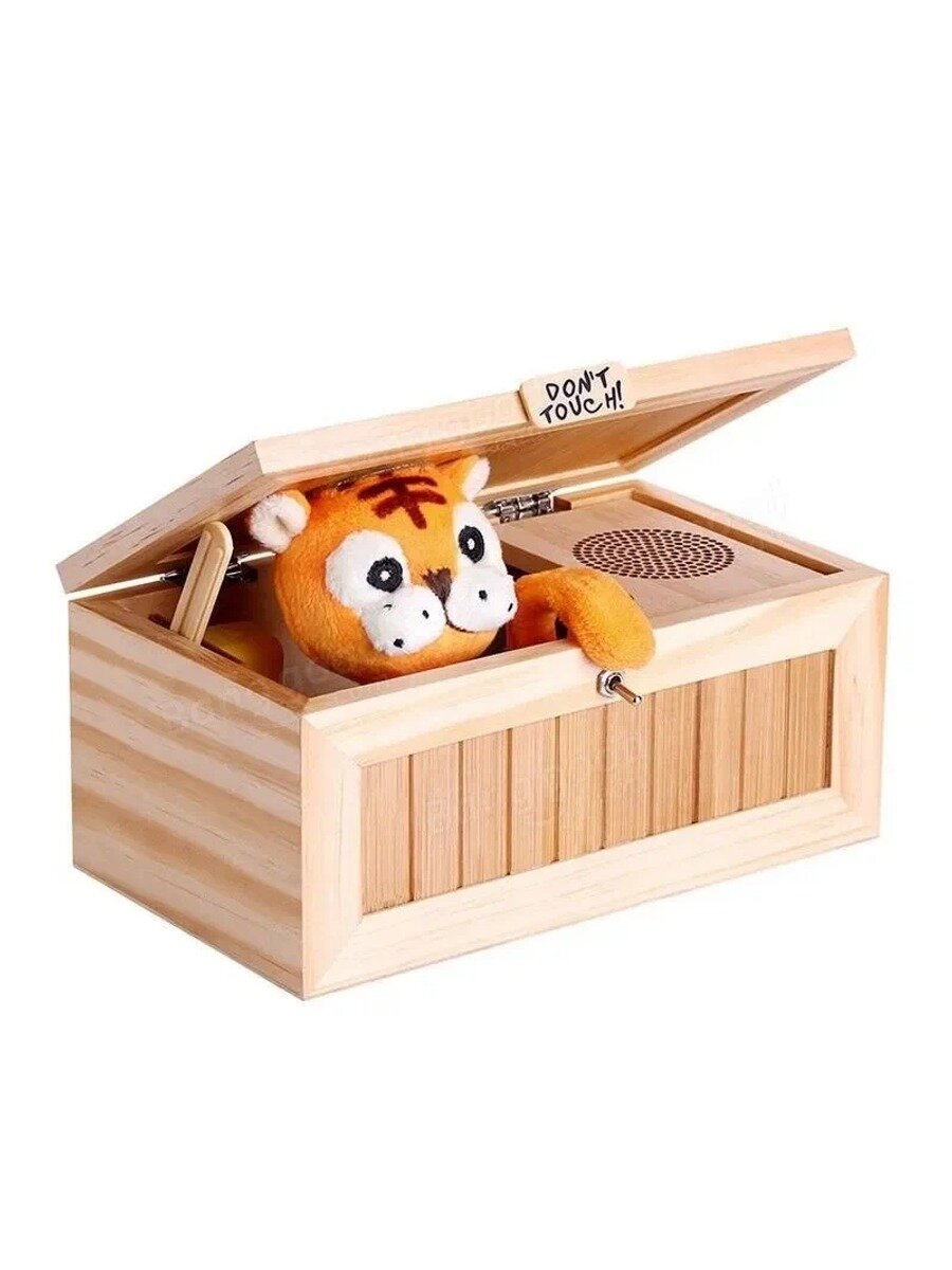 Самая Бесполезная Коробка (Useless Box), Тигр, смешная игрушка "Оставь меня в покое", со звуком