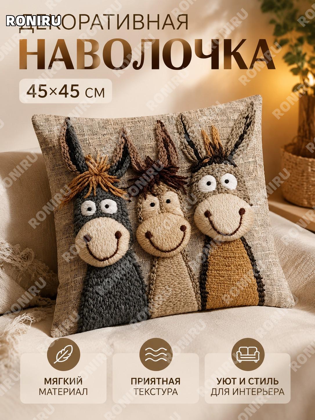 Чехол для диванной подушки 45×45 см JIAX137-14, плюшевый чехол без наполнителя с милым принтом для дома в интерьер