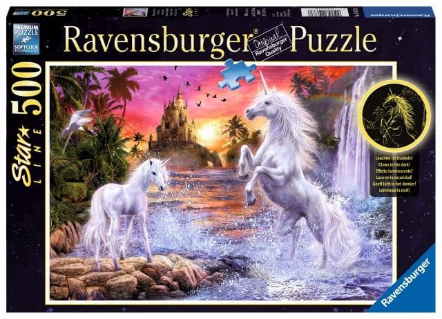 Пазл Ravensburger Единороги над рекой, светящийся в темноте, 500 элементов