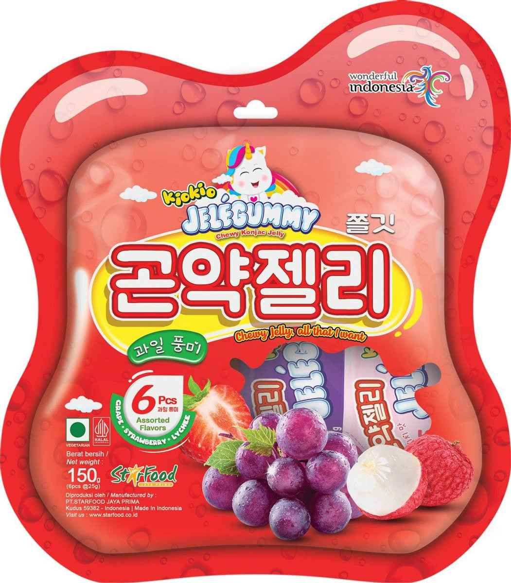 KioKio Желе Jelegummy с клубникой, личи и виноградом, 150 г