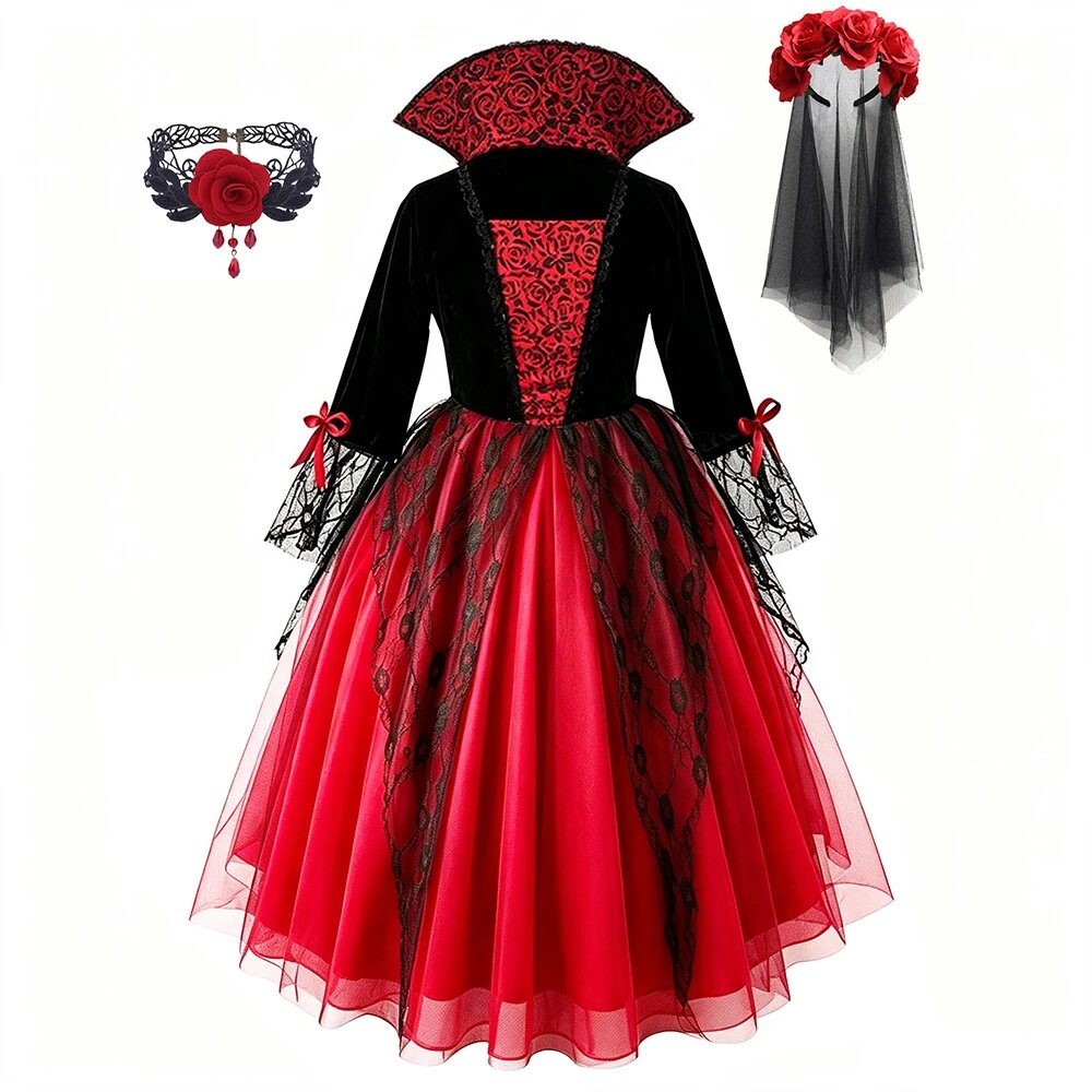 Платье вампирши PKFC для девочек 150cm, Girls vampire D