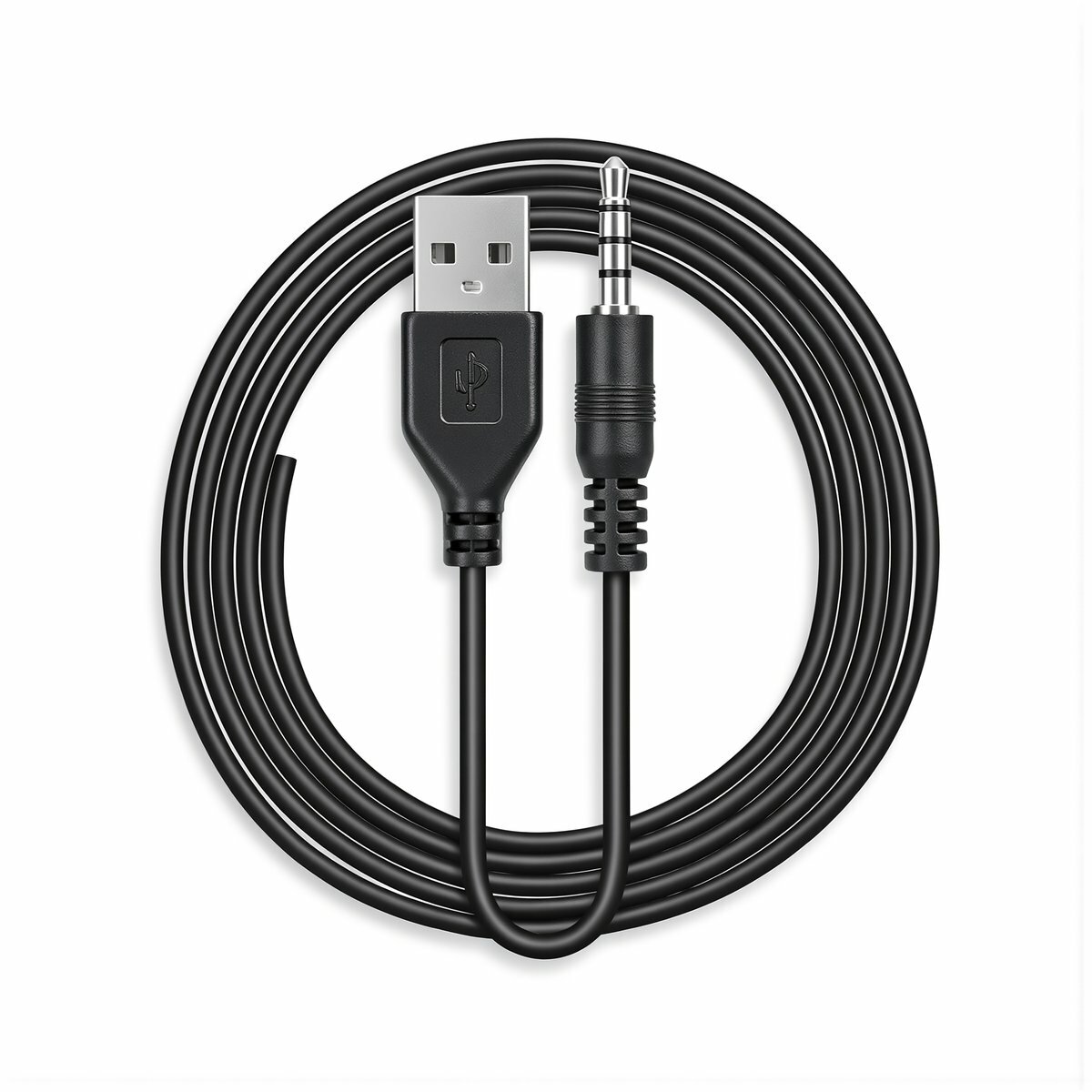 Подходит для разных малогабаритных устройств черный кабель зарядки USB на 3.5 мм 4 полюса 1 метр для портативных аудио плееров и маленьких динамиков