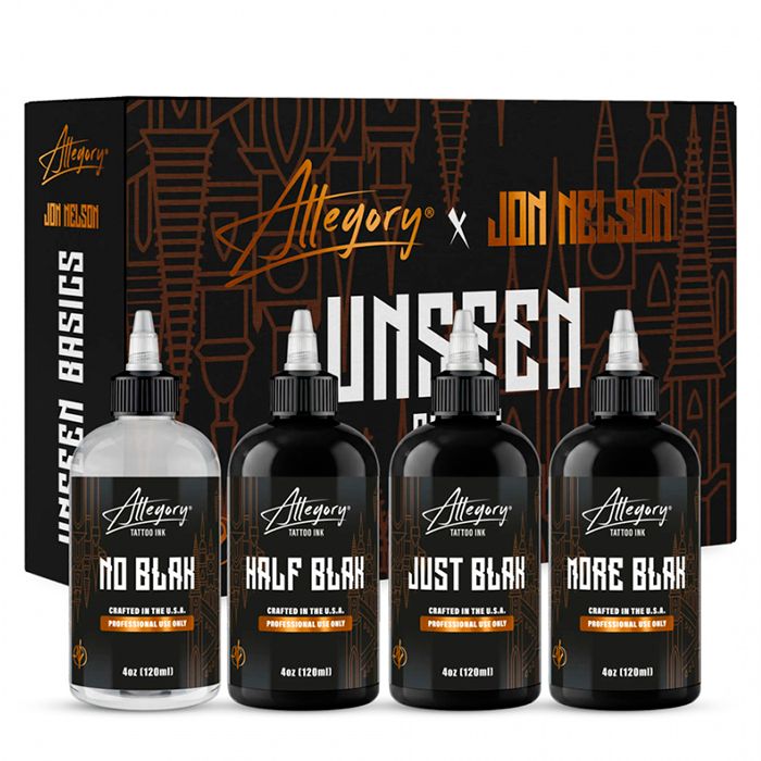 Краска для тату набор Allegory Jon Nelson Unseen Basics Set (4шт по 120мл)