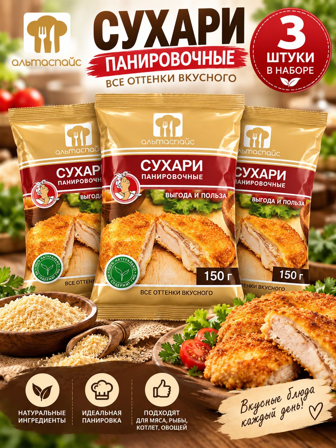 Сухари панировочные 150 г * 3 шт
