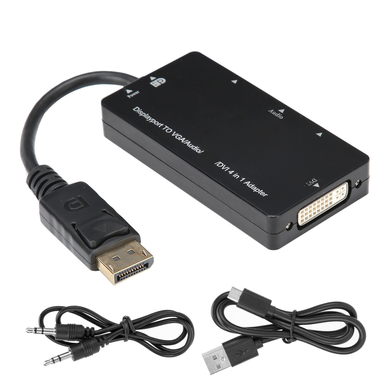 Кабель-адаптер «4-в-1» Многофункциональный преобразователь Displayport — HDMI/VGA/DVI/аудио