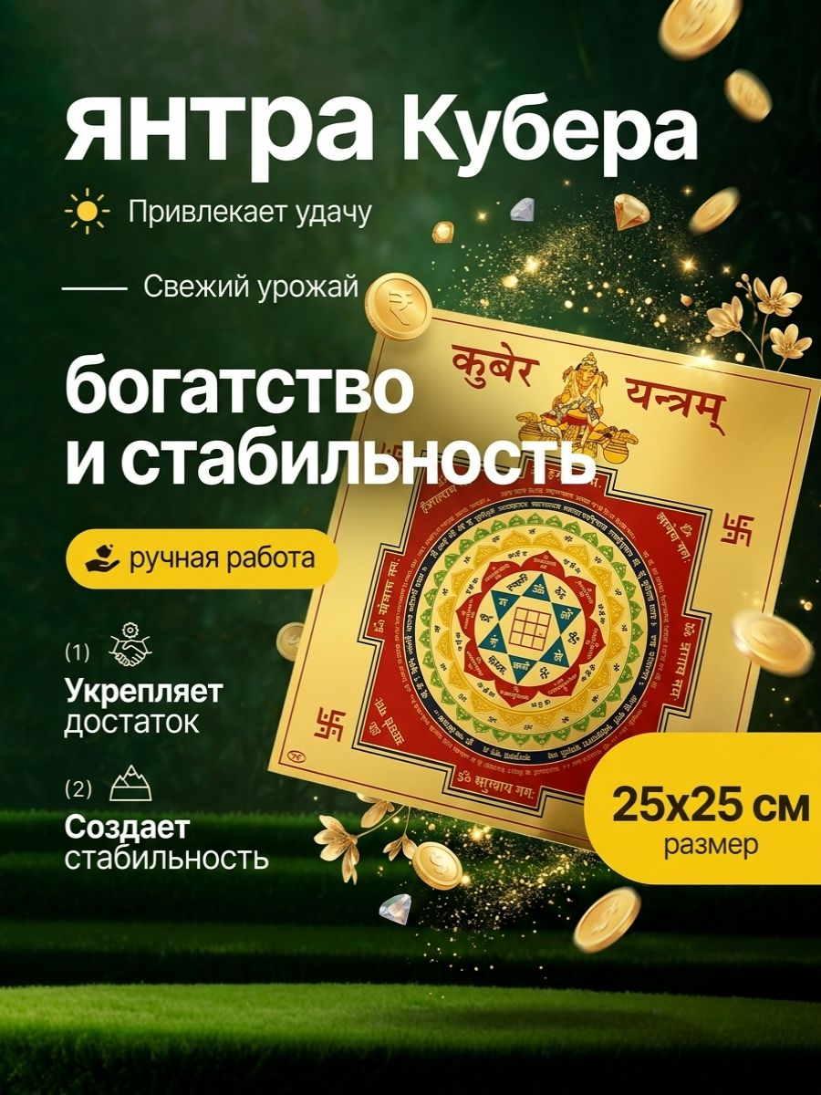 Янтра Кубера богатство и стабильность, оберег 25 см 1 шт