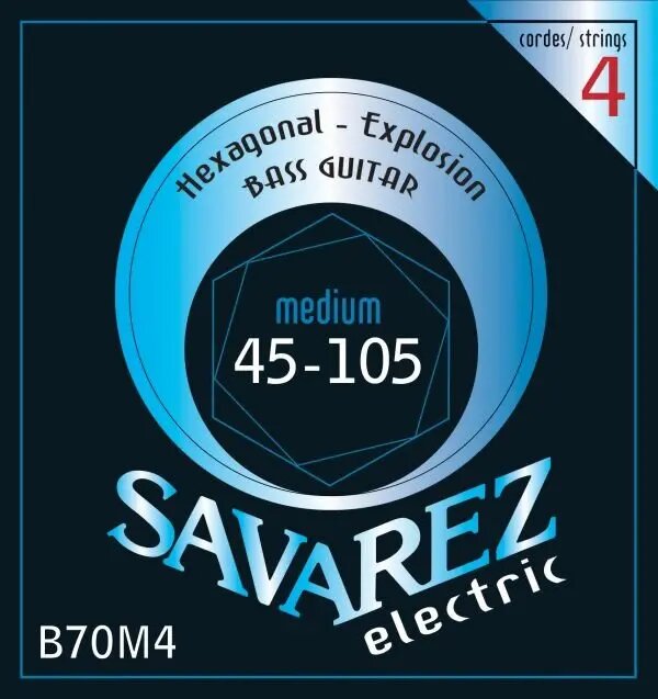 Струны для бас-гитары Savarez B70M4 Hexagonal Explosion Medium 45-105