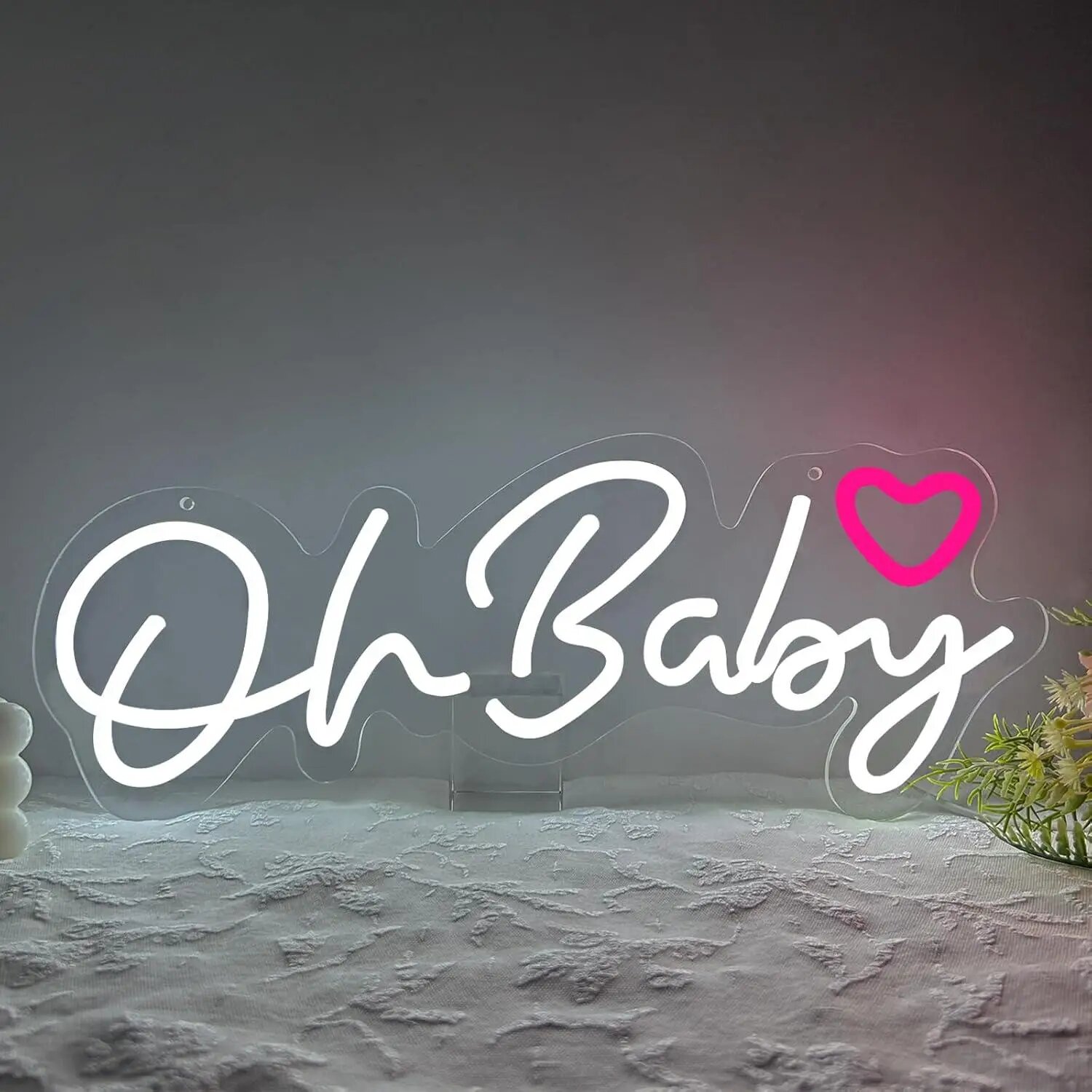 Неоновая вывеска Oh Baby с сердцем, светодиодный неон USB, настенный светильник, декор для гендер-пати, baby shower, спальни и фотозоны