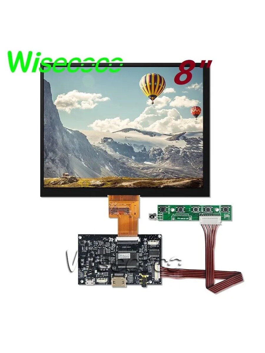 Монитор Wisecoco 8 дюймов LCD-дисплей 1024x768 с драйверной платой LVDS 40 pin