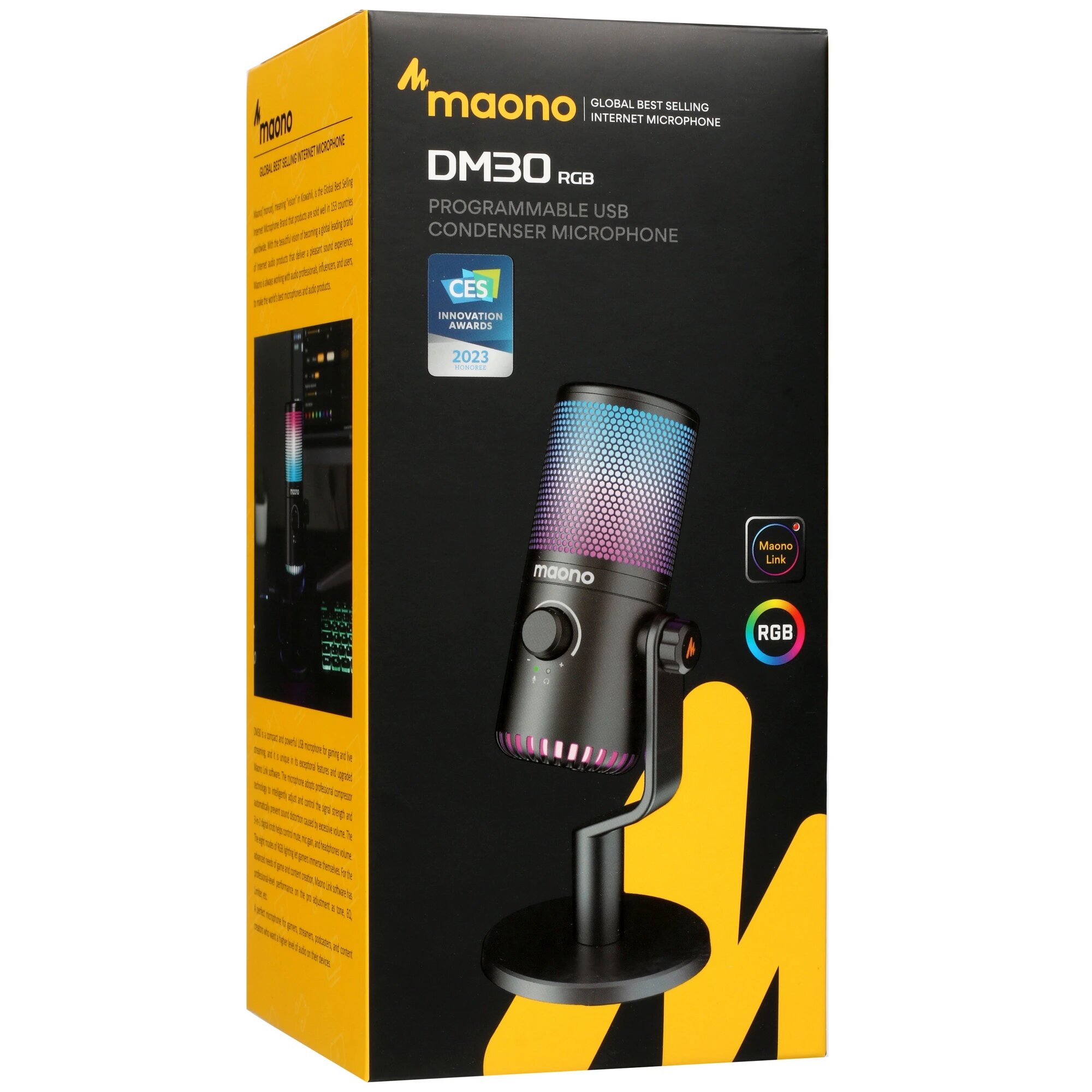 Микрофонный комплект Maono DM30 RGB розовый, конденсаторный